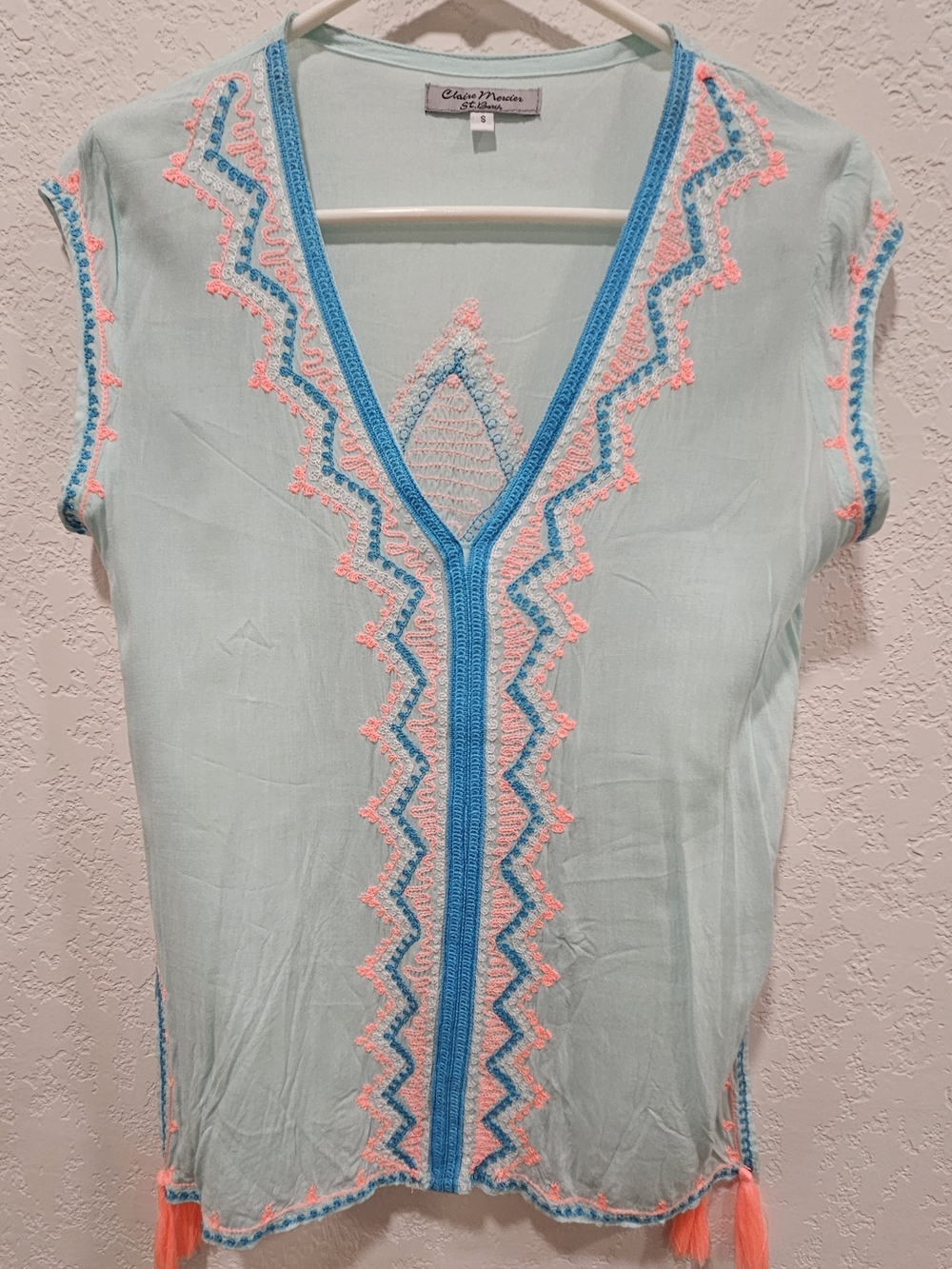 Claire Mercier St. Barth Crochet-Trim V-Neck Tunic